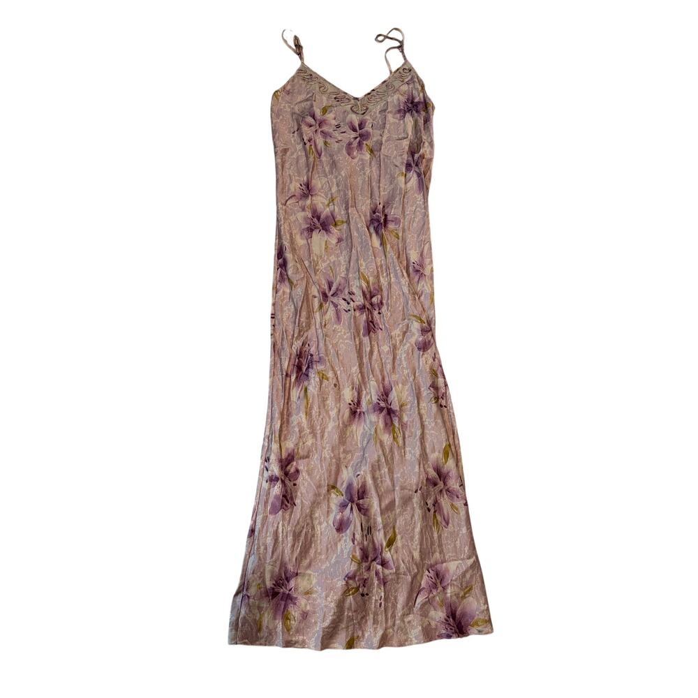Vintage 90s Couture by Cabernet 100% Silk Slip Dress – Purple Orchid Floral